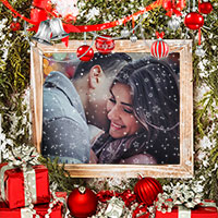 Photo effect - New Year red decorations
