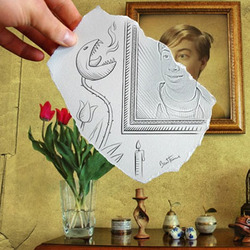 Photo effect - Imagination. Pencil vs camera