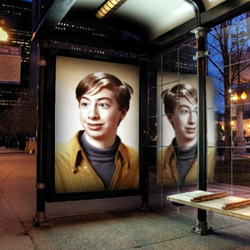 Photo effect - Reflection on the bus stop