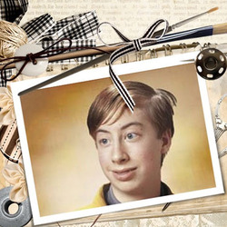 Photo effect - Scissors, thread and photo