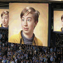 Photo effect - On the screens of the stadium