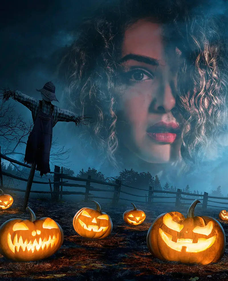 Photo effect - Halloween spooky pumpkins