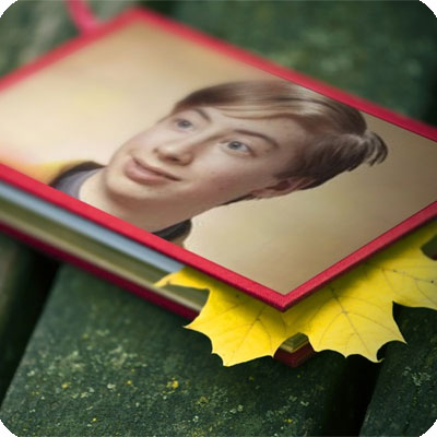 Photo effect - Autumnal maple leaf on the table