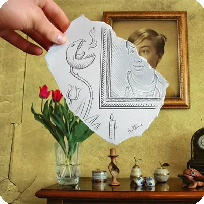 Photo effect - Imagination. Pencil vs camera