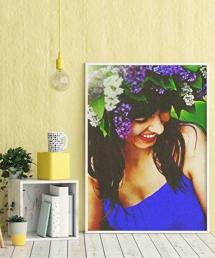 Photo effect - Photo frame in a yellow room