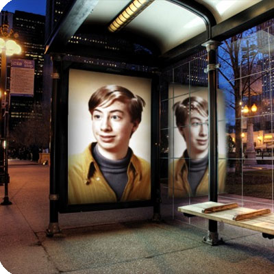 Photo effect - Reflection on the bus stop