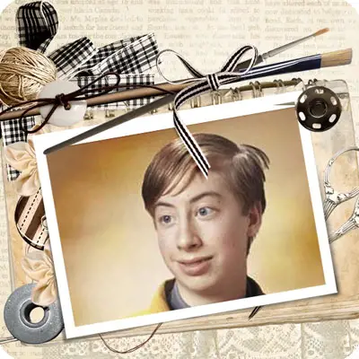 Photo effect - Scissors, thread and photo