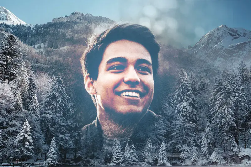 Photo effect - Winter snowy mountains